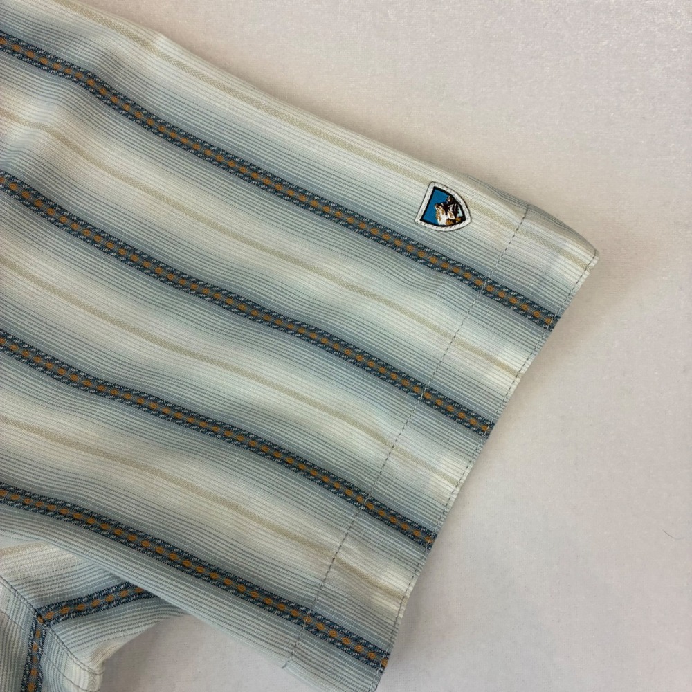 Kuhl Renegade Button Down Shirt Mens Medium Blue Stripe Short Sleeve Hiking Fish - Picture 5 of 10